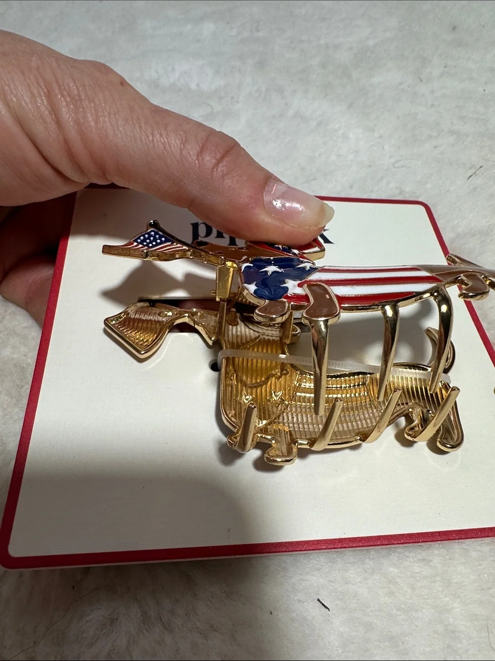 Piper K patriotic dachshund metal bar claw clip